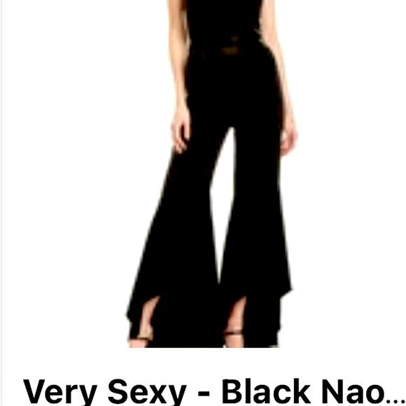 Beautiful Black Stretch Pants w\Ruffled Slit Up the Front - size M - Picture 1 of 7